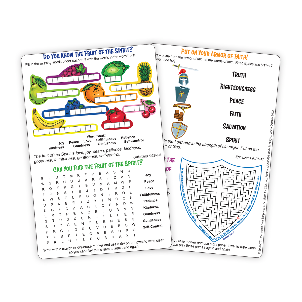 Dry Erase 2-Sided Reusable Faith Foundation Education Cards - Bible Skills I