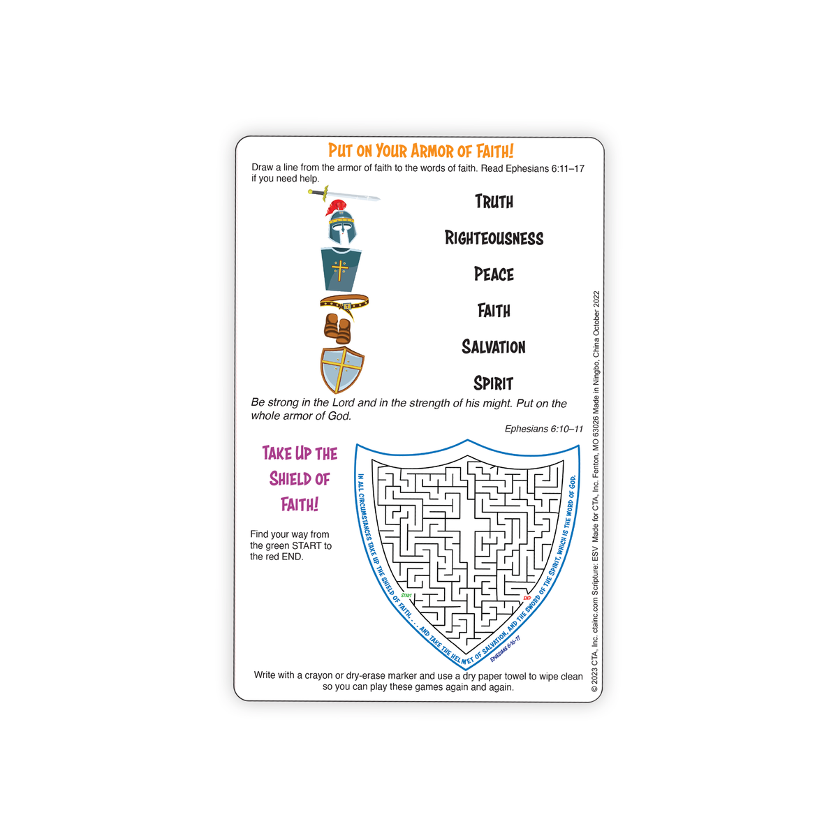 Dry Erase 2-Sided Reusable Faith Foundation Education Cards - Bible Skills I