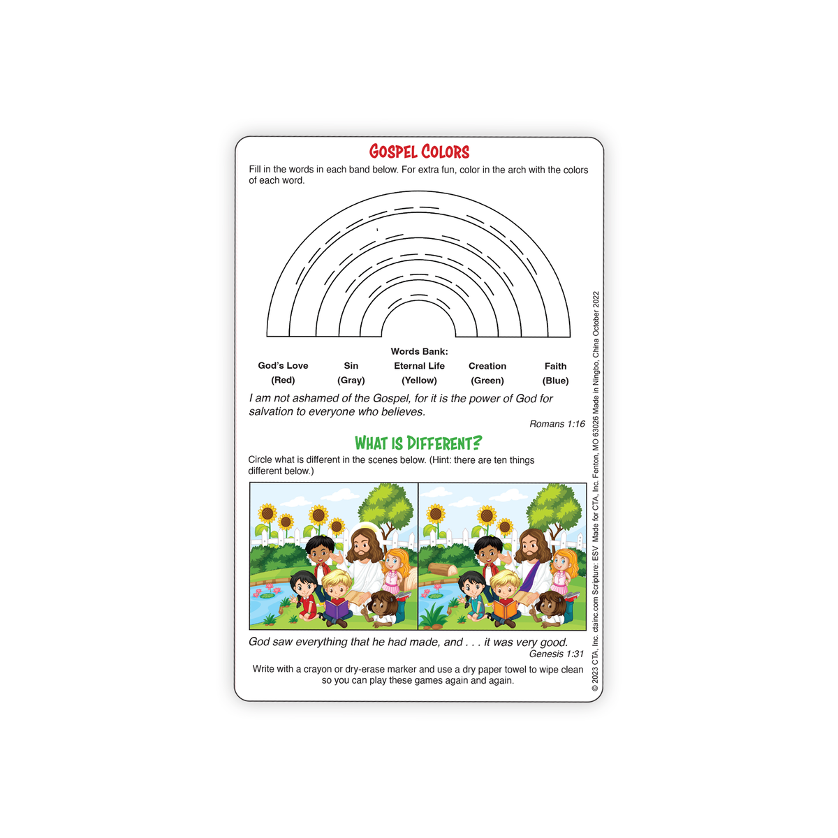 Dry Erase 2-Sided Reusable Faith Foundation Education Cards - Bible Skills I