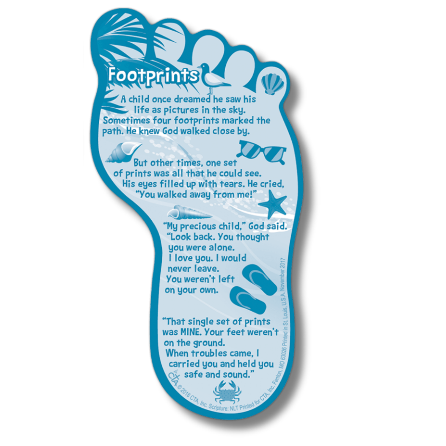 Bookmark with Dry Erase Surface - Footprints in the Sand