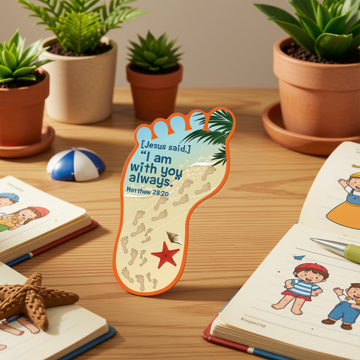 Bookmark with Dry Erase Surface - Footprints in the Sand