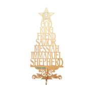 Wooden Tabletop Scripture Tree in Gold - The Names of Jesus 2 Corinthians 9:15