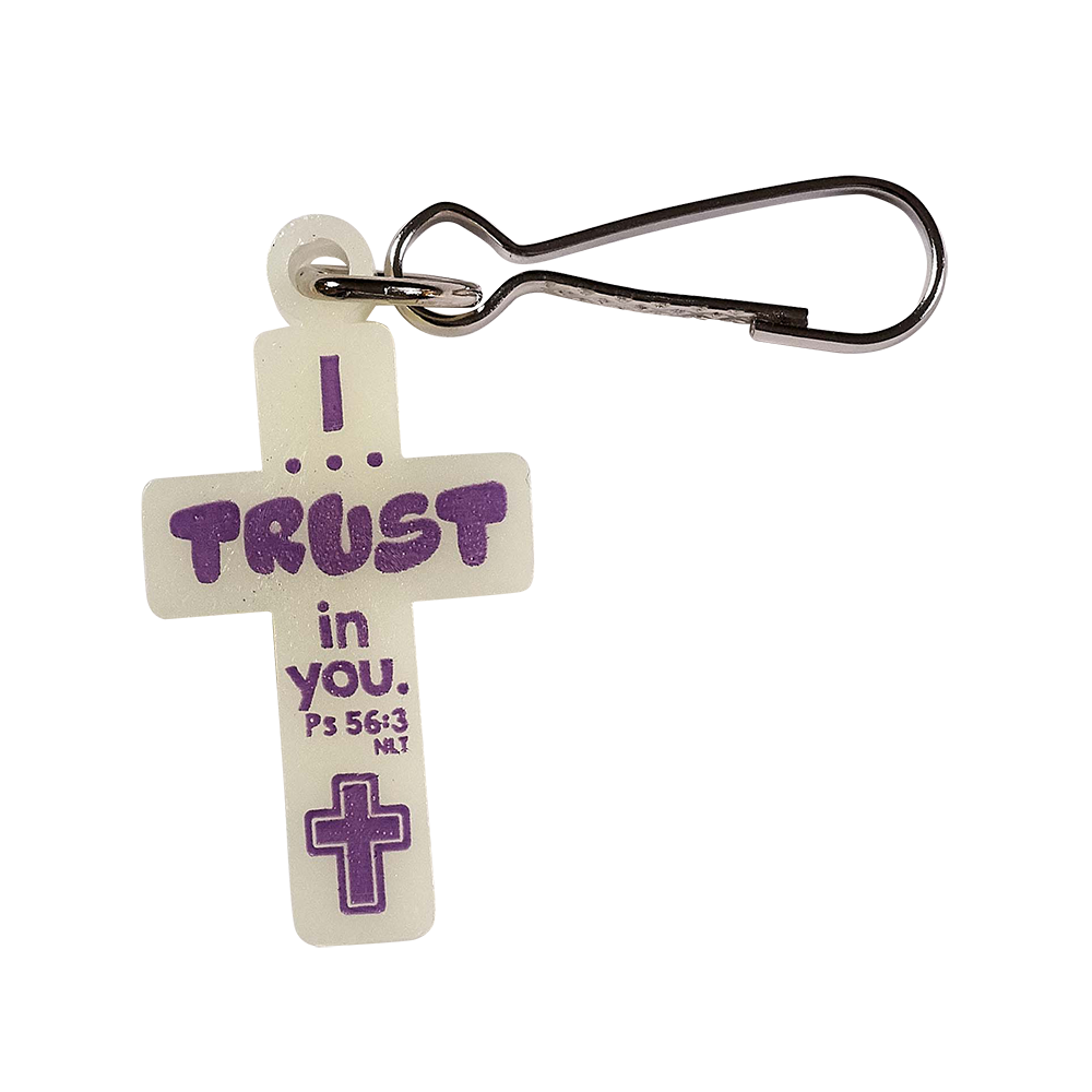 Glow in the dark cross for kids ministry with Psalm 56:3