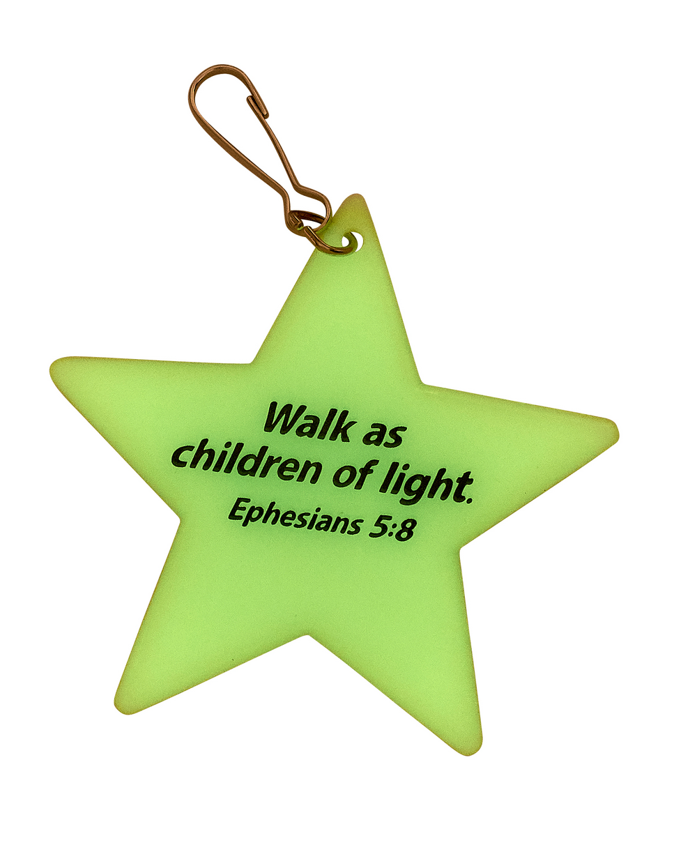 3" Glow-in-the-Dark Star-Shape Charm Clip - KJV