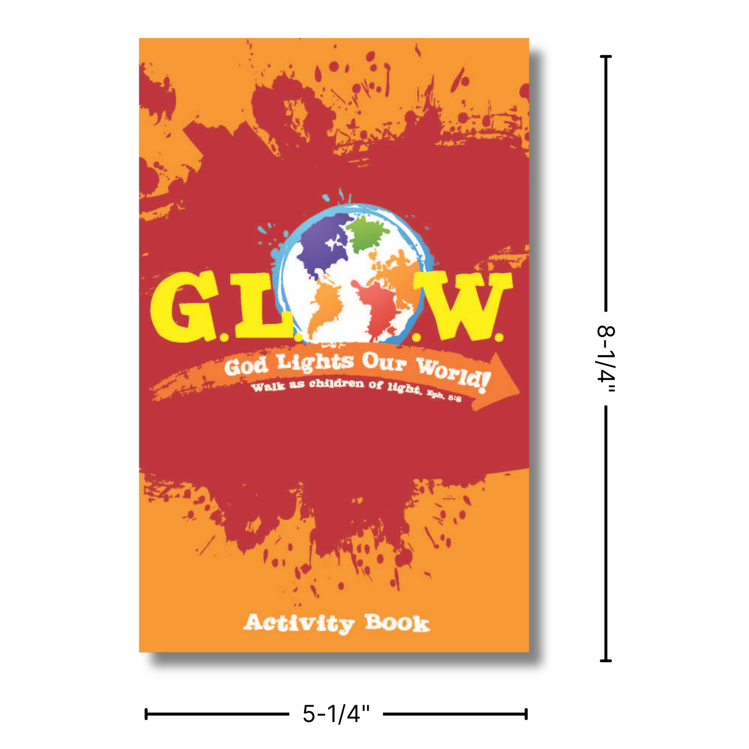 Activity book cover with colorful design and text, dimensions indicated by CTA Christ to All & CTAKids.