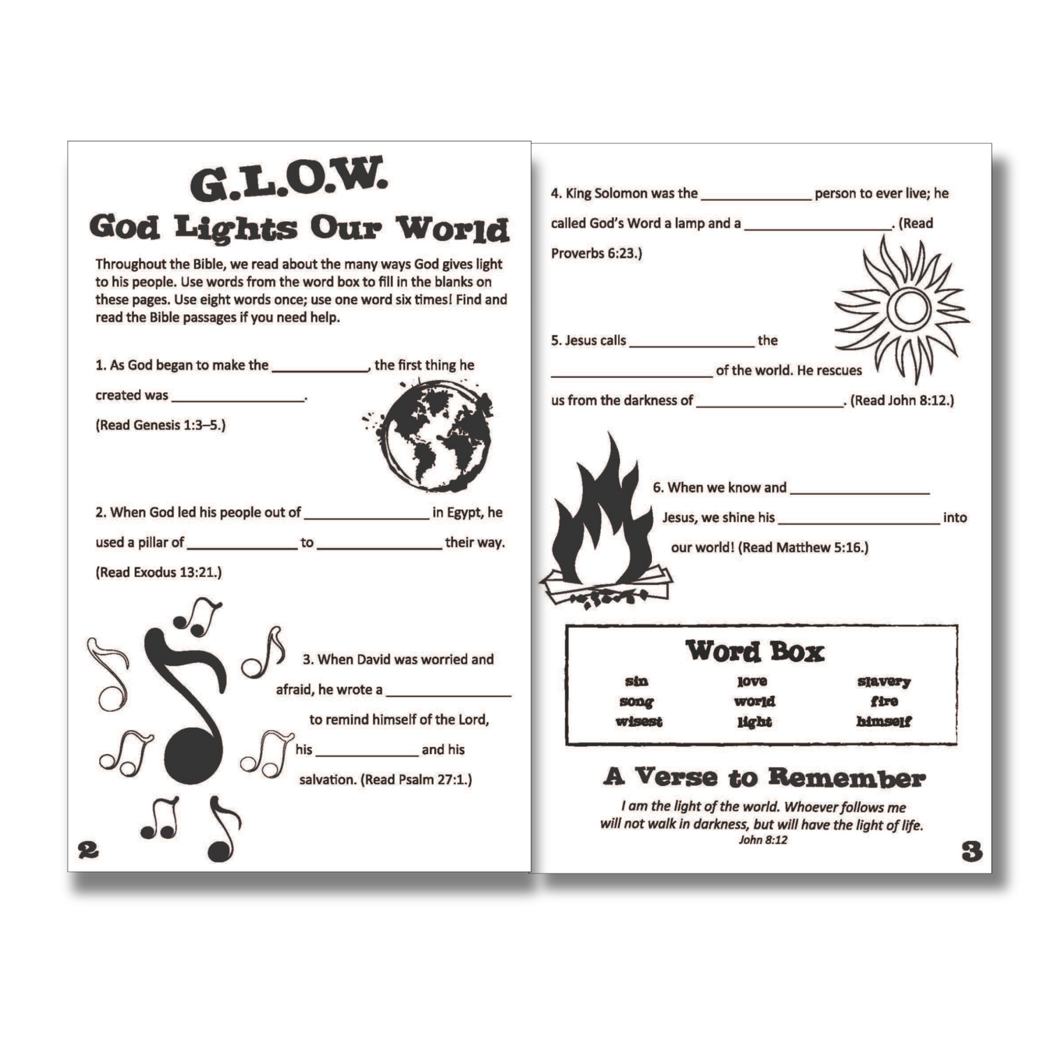 16-Page Activity Booklet - G.L.O.W. God Lights Our World