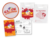 Kids activity set featuring a G.L.O.W. activity book, flying disk with pouch, and goodie bag—perfect for teaching ages 7–11 to shine with God’s love (Eph. 5:8).
615122-17292-6