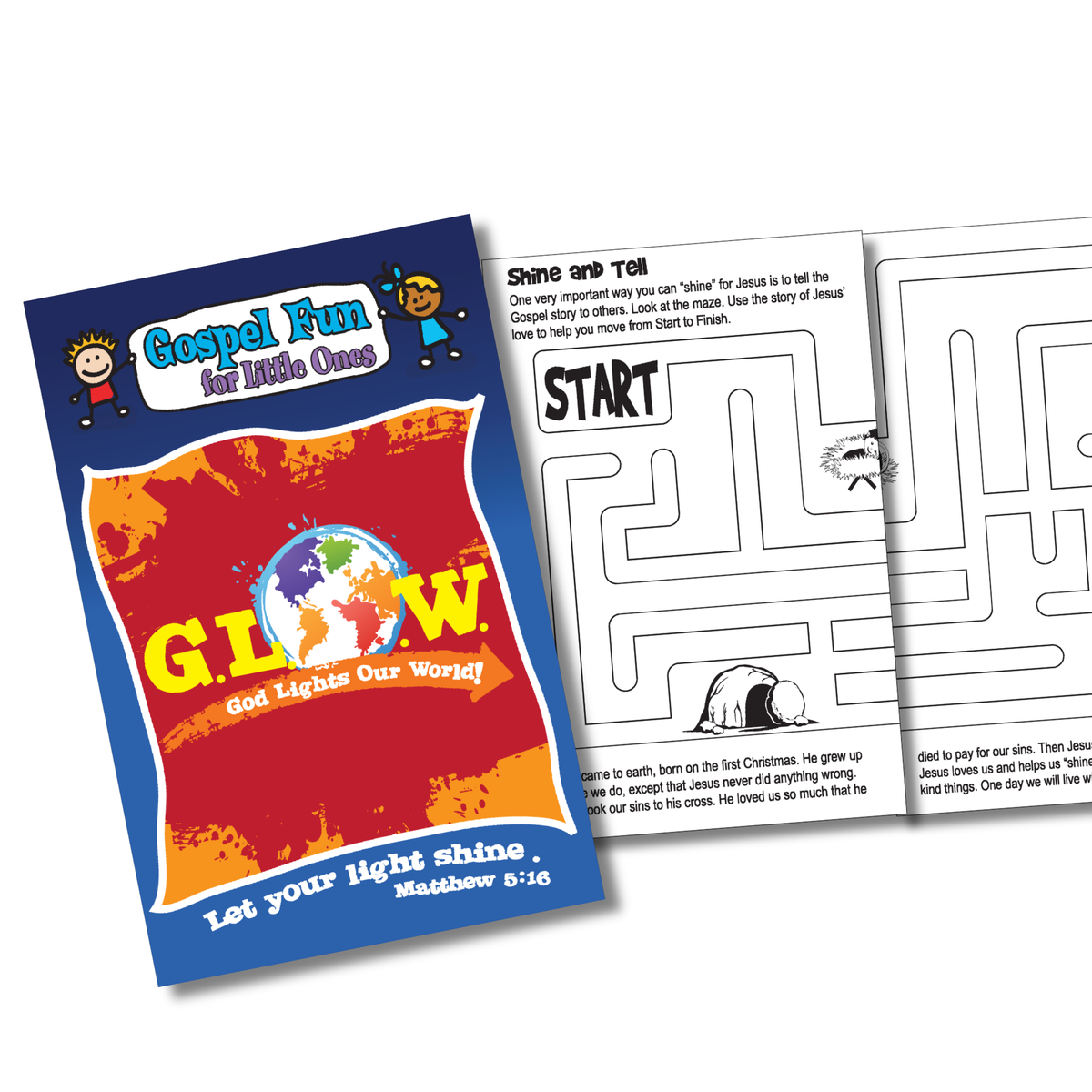 Gospel Fun for Little Ones Activity Booklet for Preschoolers - G.L.O.W. God Lights Our World