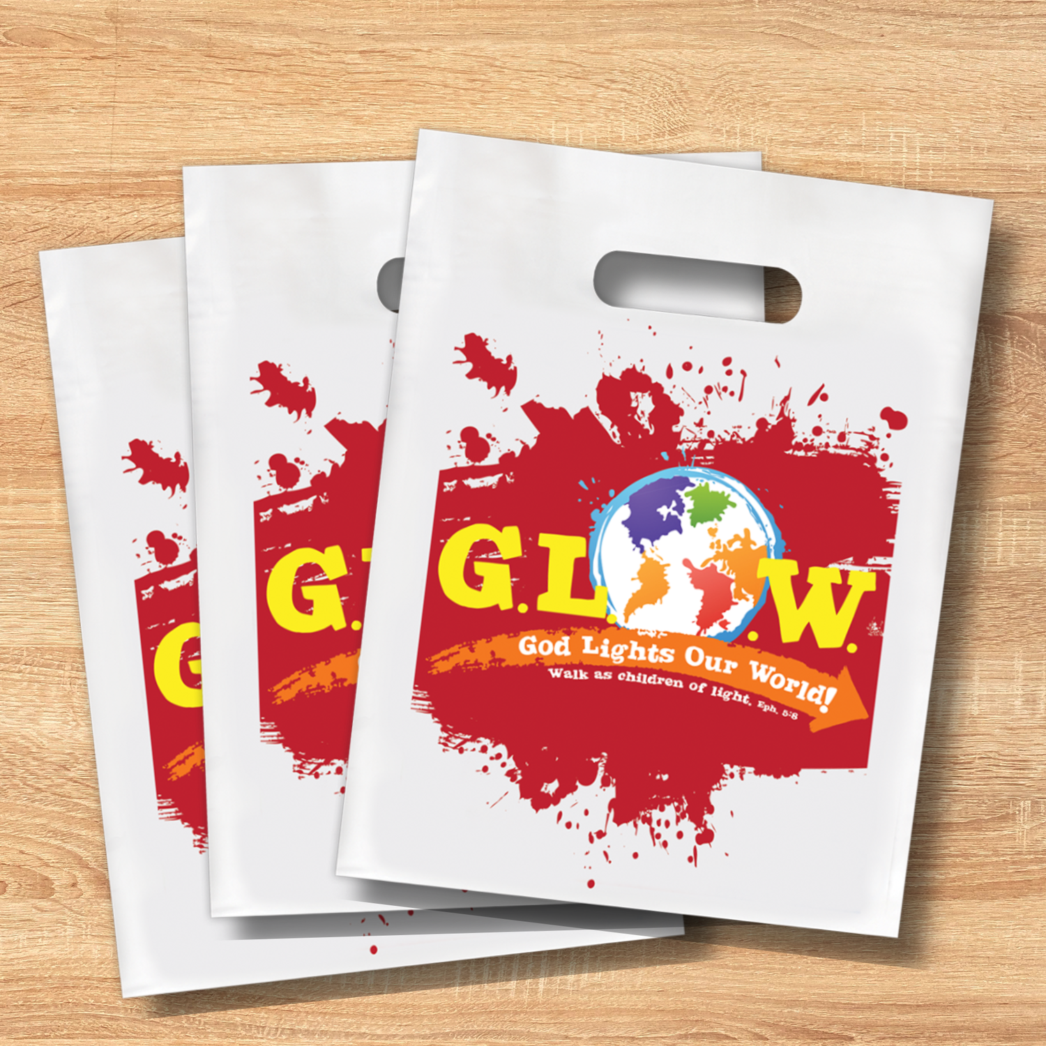 9" x 12" Goodie Bags (12 Pack) - G.L.O.W. God Lights Our World