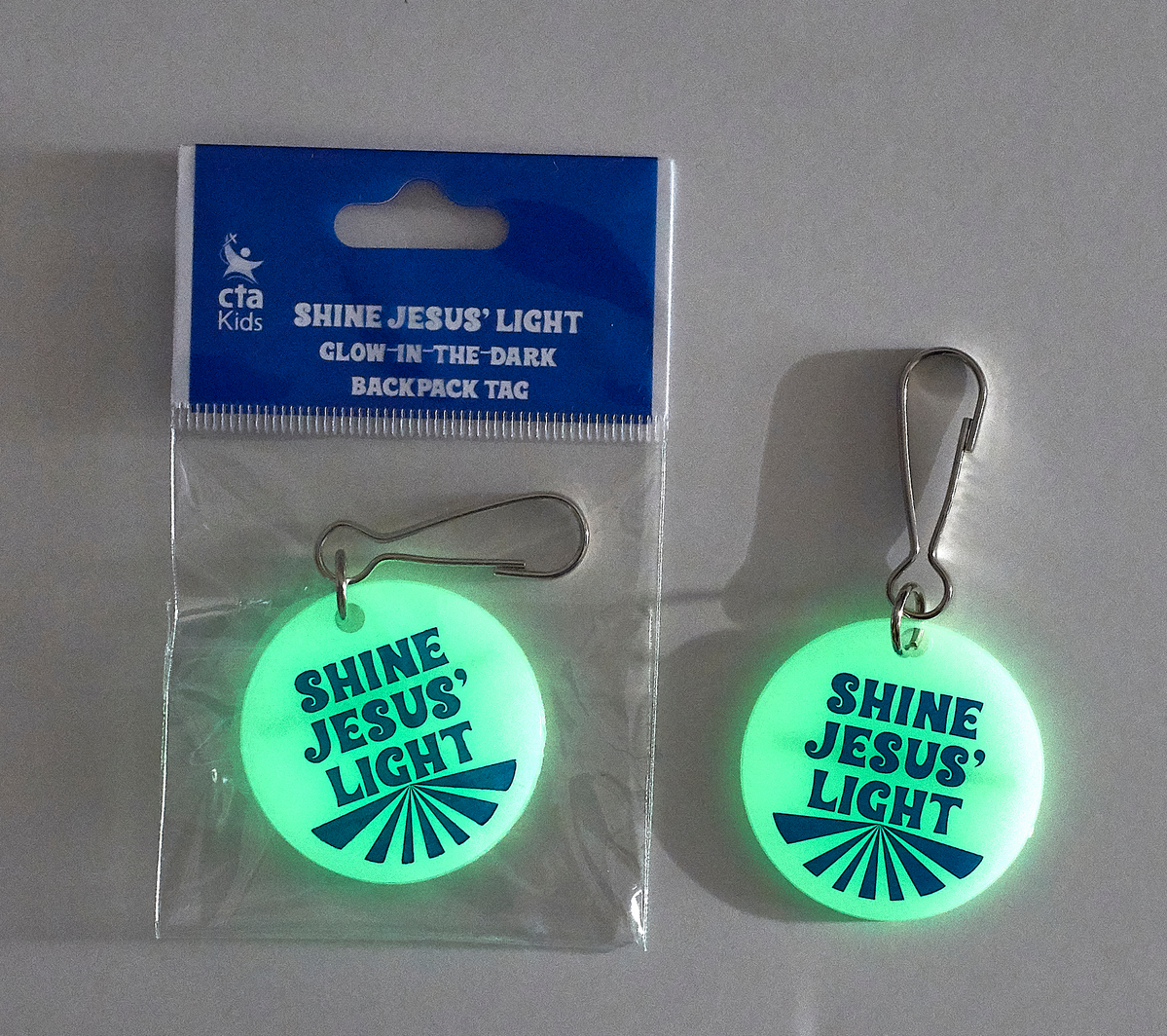Glow-in-the-Dark Backpack Tag - Shine Jesus' Light