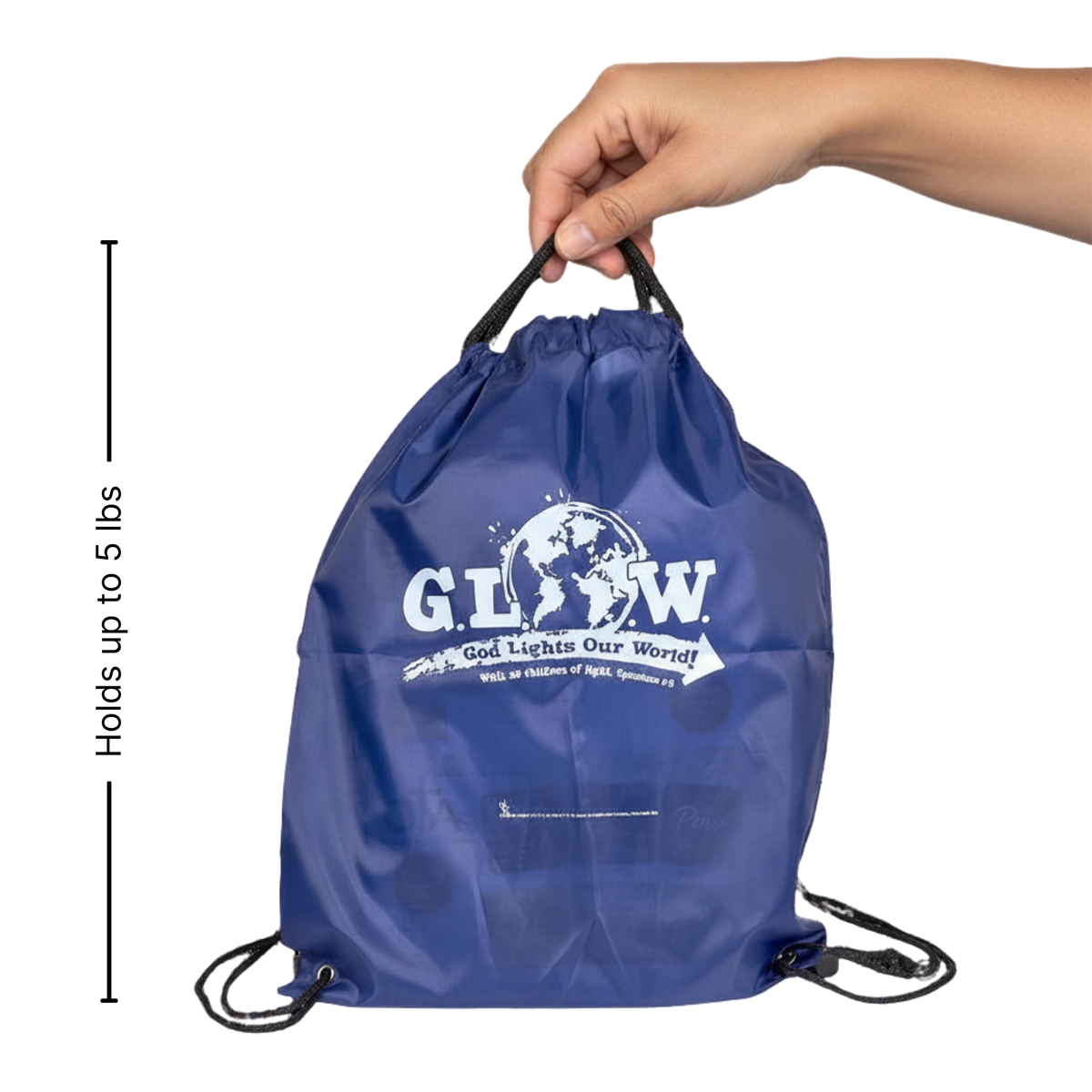 Glow-in-the-Dark Drawstring Bag - KJV - G.L.O.W. God Lights Our World
