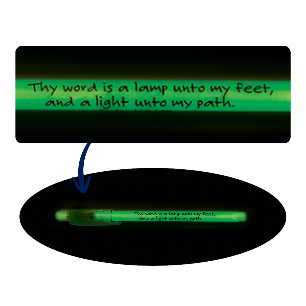 Glow-in-the-Dark Ink Pen - KJV - Psalm 119:105