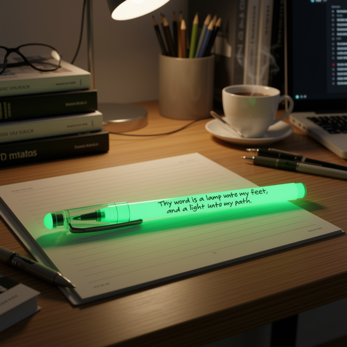 Glow-in-the-Dark Ink Pen - KJV - Psalm 119:105