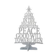 Wooden Tabletop Scripture Tree in Silver - KJV - Glory to God in the Highest Luke 2:14