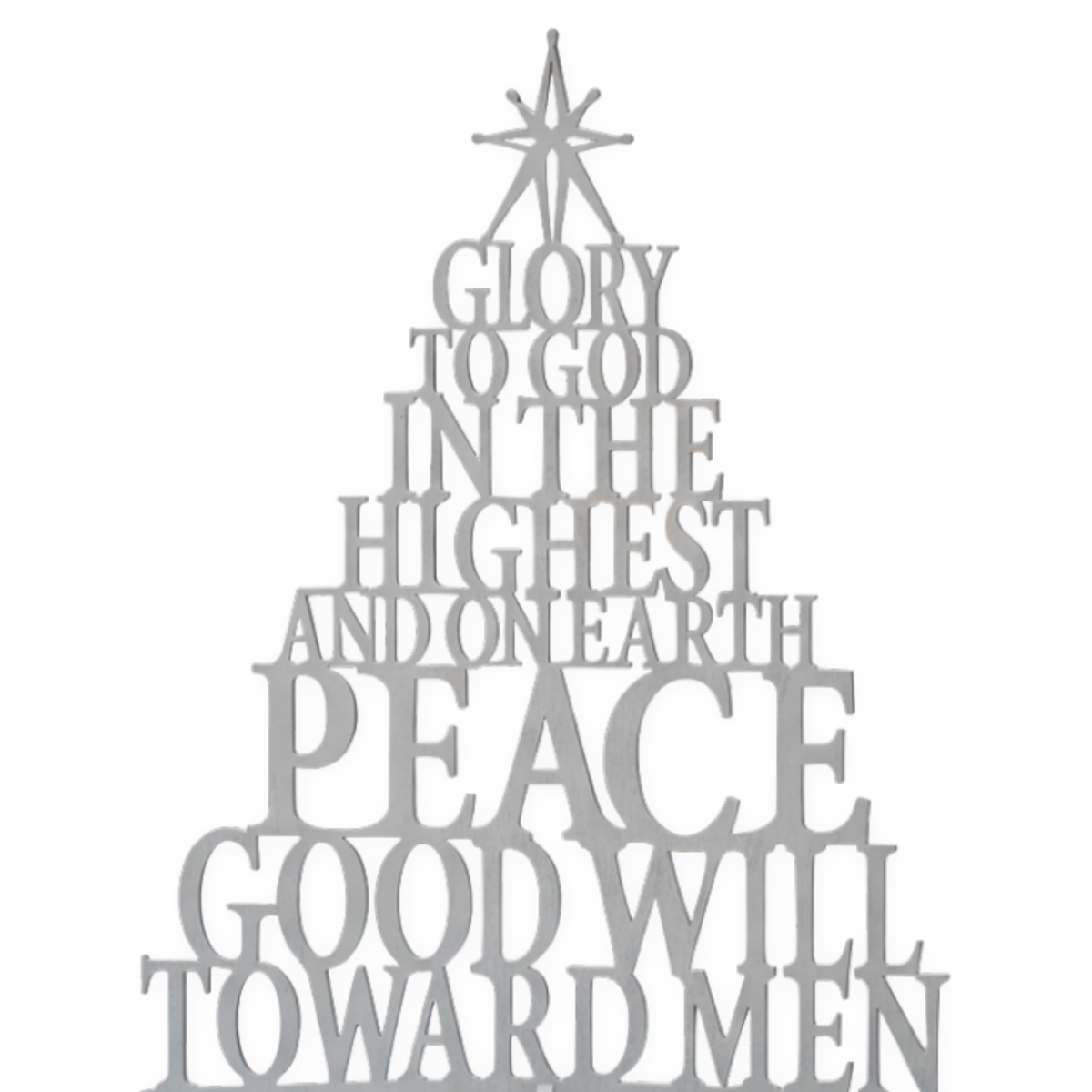 Wooden Tabletop Scripture Tree in Silver - KJV - Glory to God in the Highest Luke 2:14
