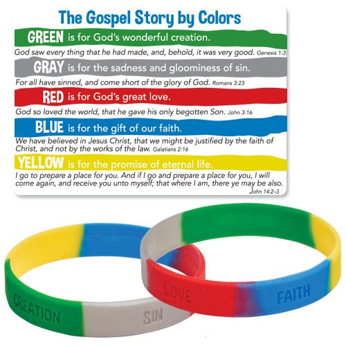 KJV Silicone Bracelet & Card - Gospel Story by Colors