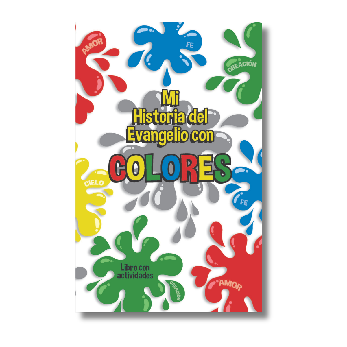 Colorful book cover with abstract designs and text on a white background with SPANISH writing by CTA Christ to All & CTAKids.