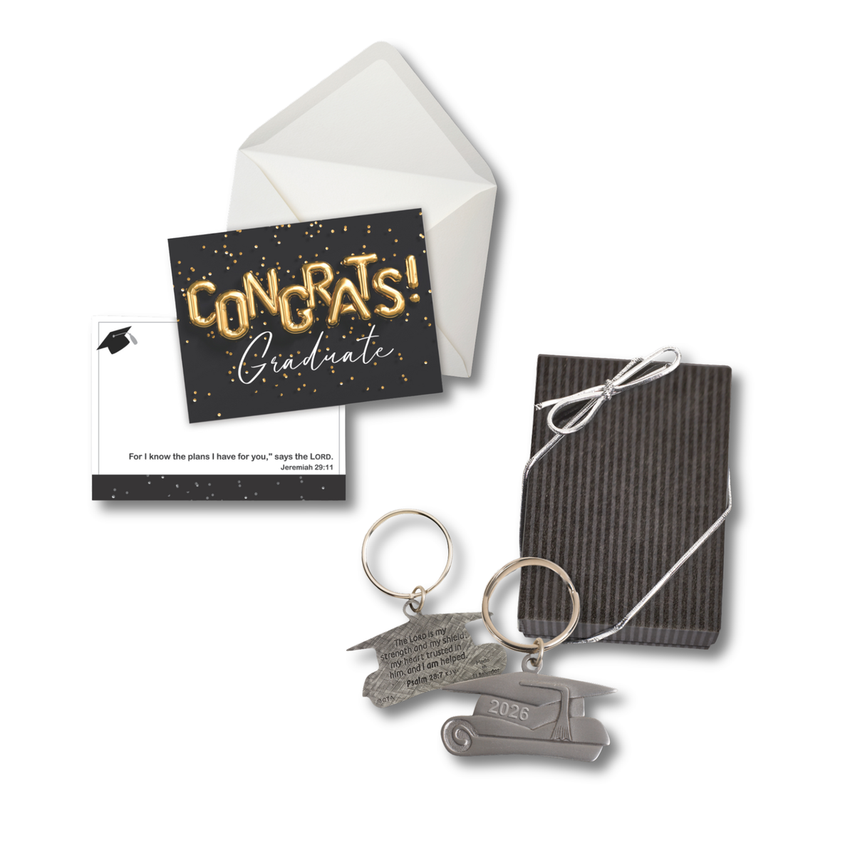 2026 Pewter-Finish Graduation Key Chain in Gift Box with FREE Note Card
