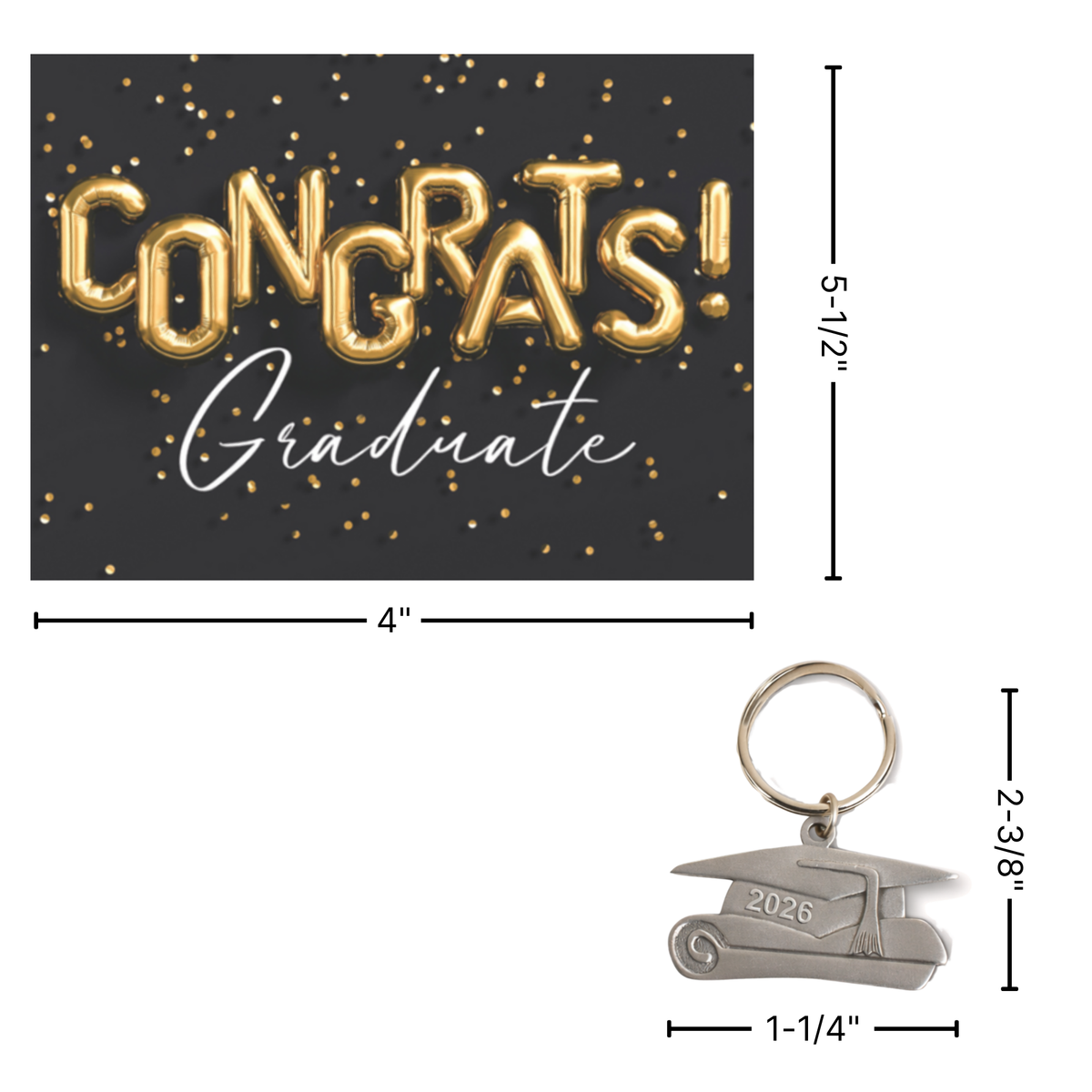 2026 Pewter-Finish Graduation Key Chain in Gift Box with FREE Note Card