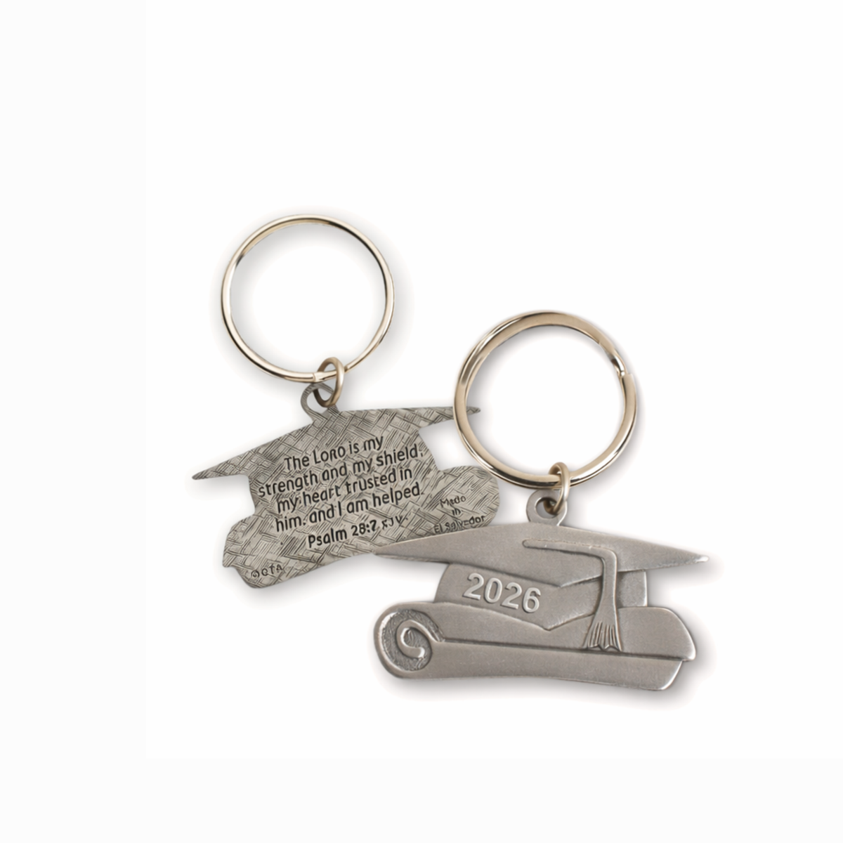 2026 Pewter-Finish Graduation Key Chain in Gift Box with FREE Note Card
