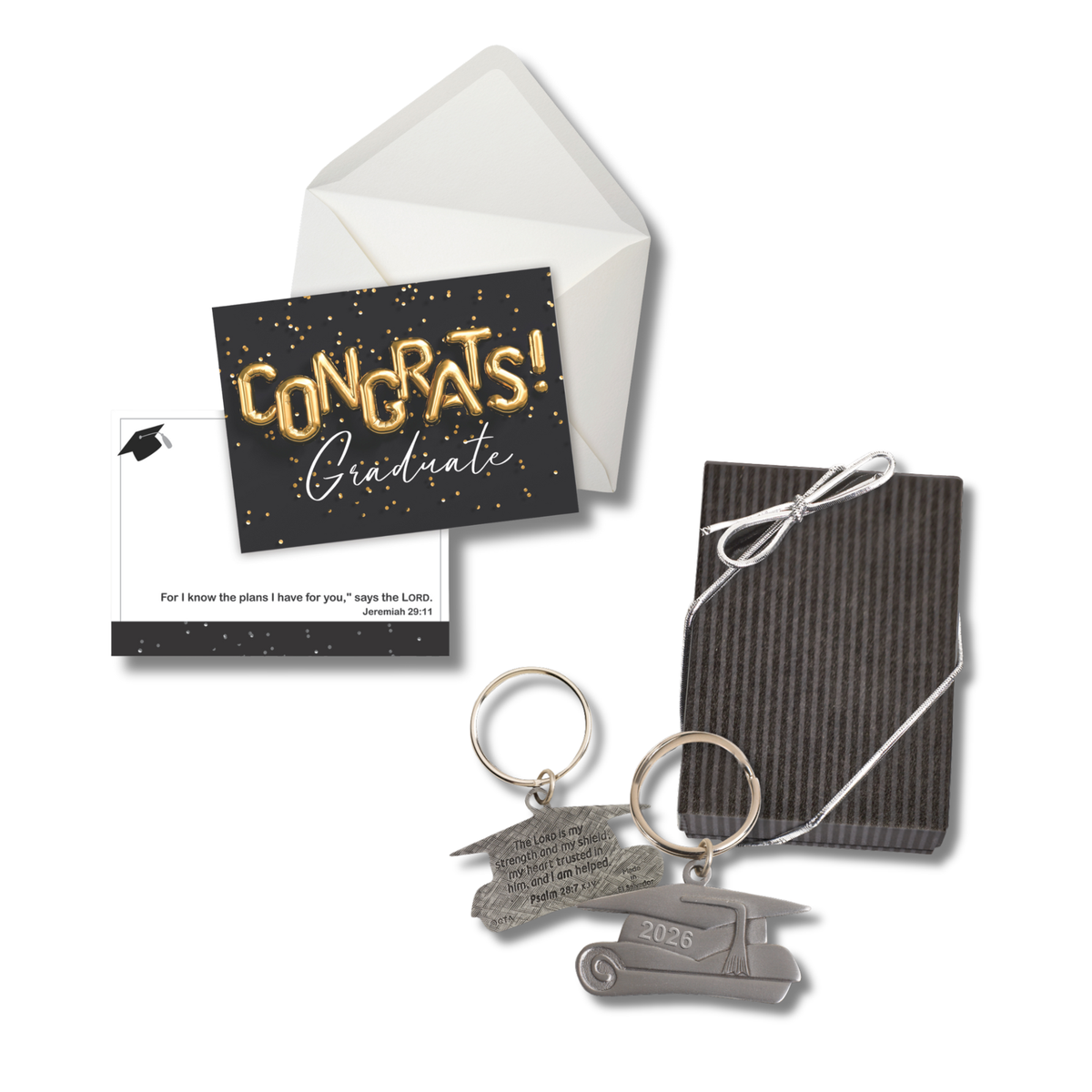 2026 Pewter-Finish Graduation Key Chain in Gift Box with FREE Note Card