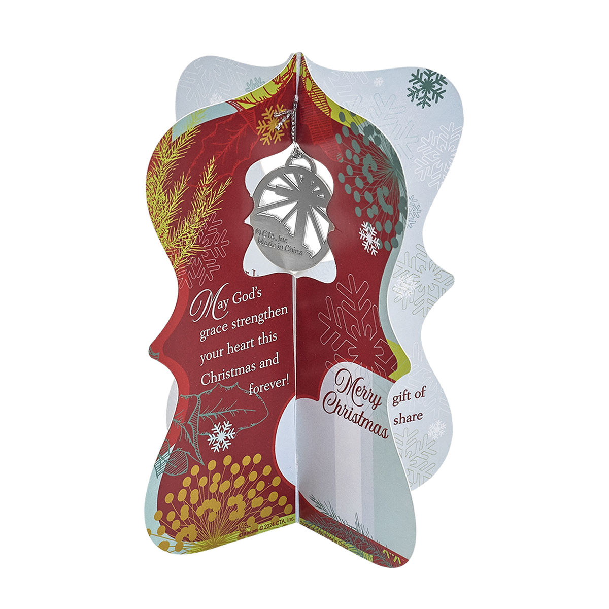 3D Christmas card with mini ornament - Embracing the Gift of God's Grace
