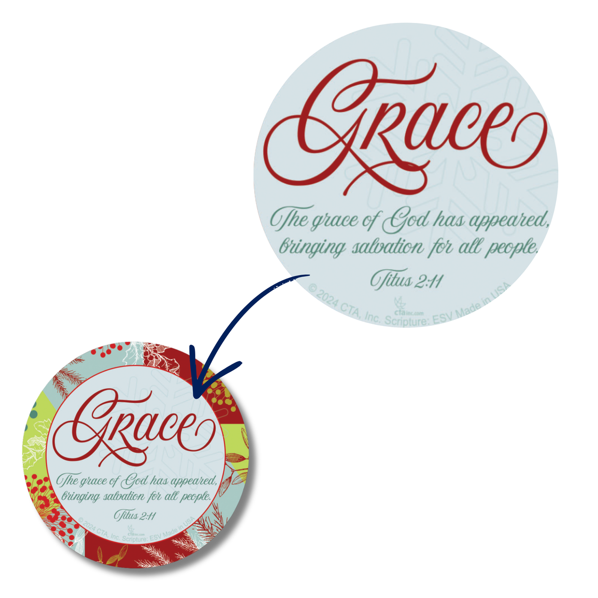 3" Round Die Cut Christmas Magnet - Embracing the Gift of God's Grace