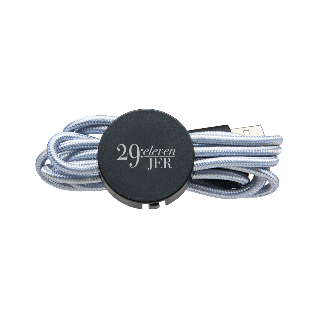 Rope-style charging cable with a branded cap on a white background by CTA Christ to All & CTA Gifts.