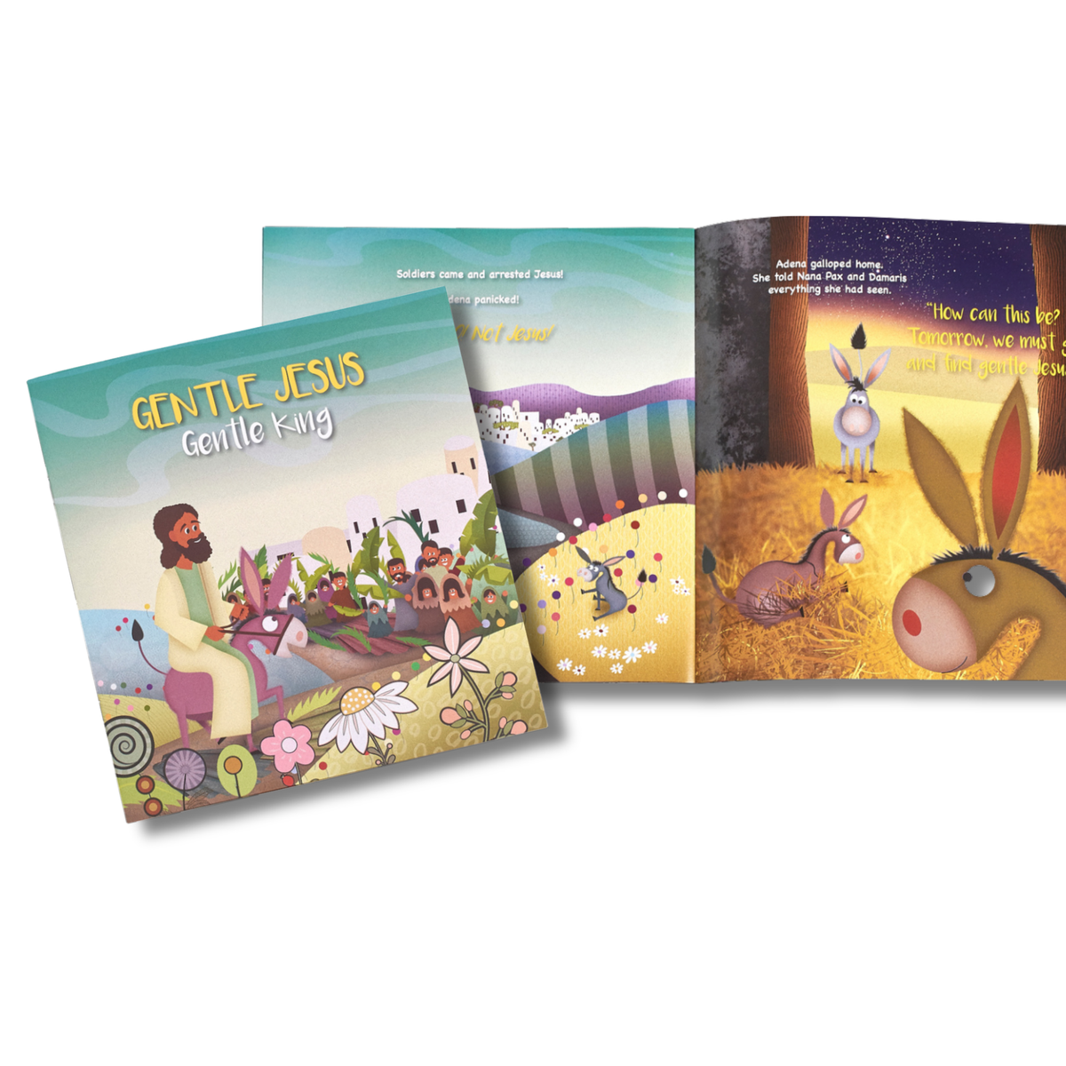 Children's book titled 'Gentle Jesus, Gentle King' with colorful illustrations on a white background by CTA Christ to All & CTAKids.