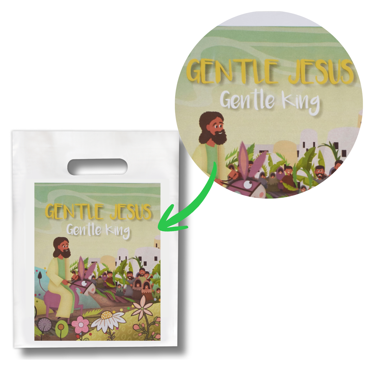 Product packaging with 'Gentle Jesus, Gentle King' design on a white background by CTA Christ to All & CTAKids.