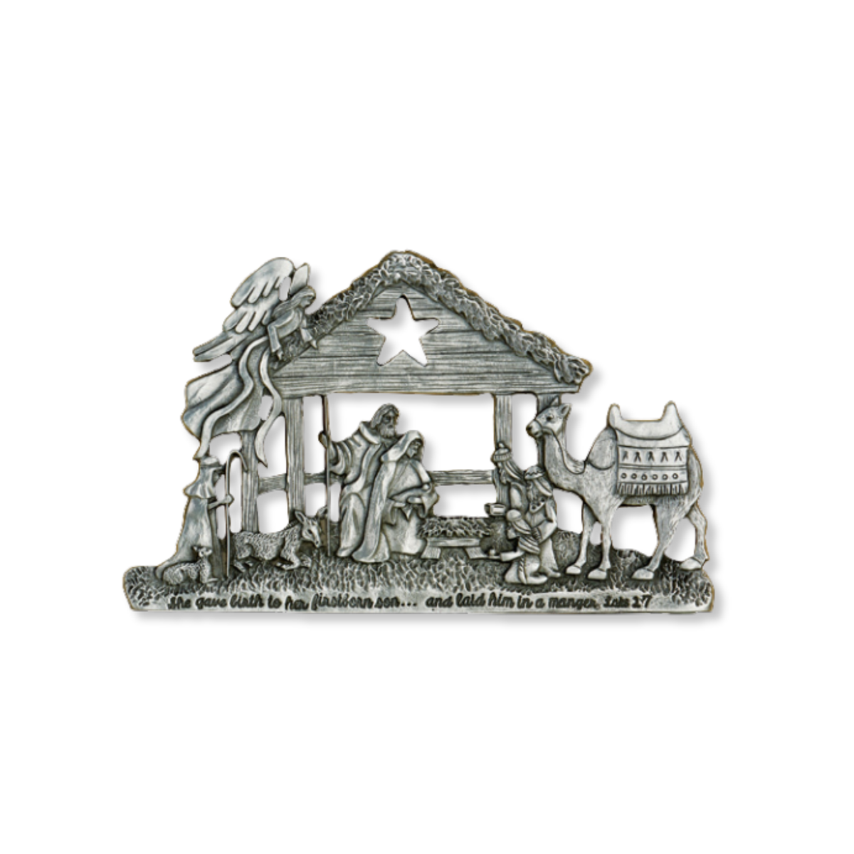 3" x 5" Solid Pewter-Finish Tabletop Nativity