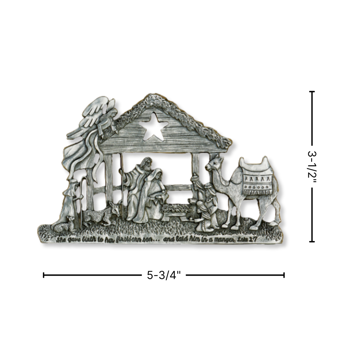 3" x 5" Solid Pewter-Finish Tabletop Nativity