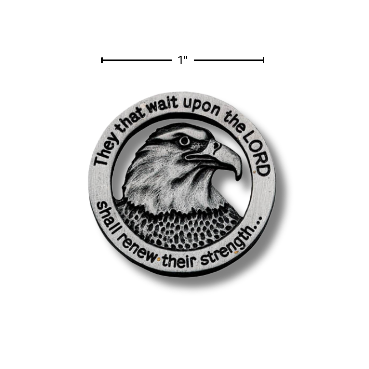 1" Pewter-Finish Faith Token - Wings of Eagles Isaiah 40:31