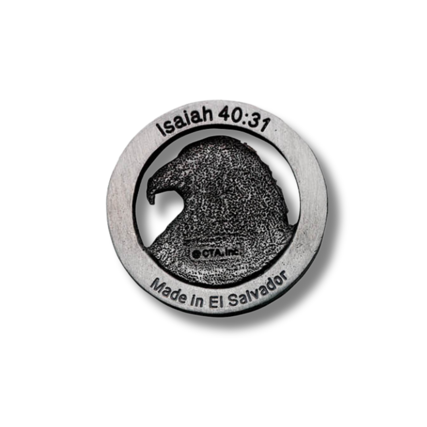 1" Pewter-Finish Faith Token - Wings of Eagles Isaiah 40:31