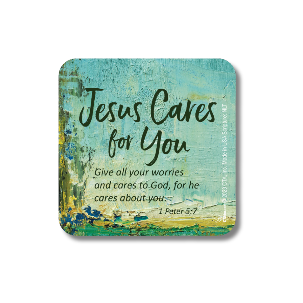 2-1/2" Square Magnet - Jesus Cares for You﻿