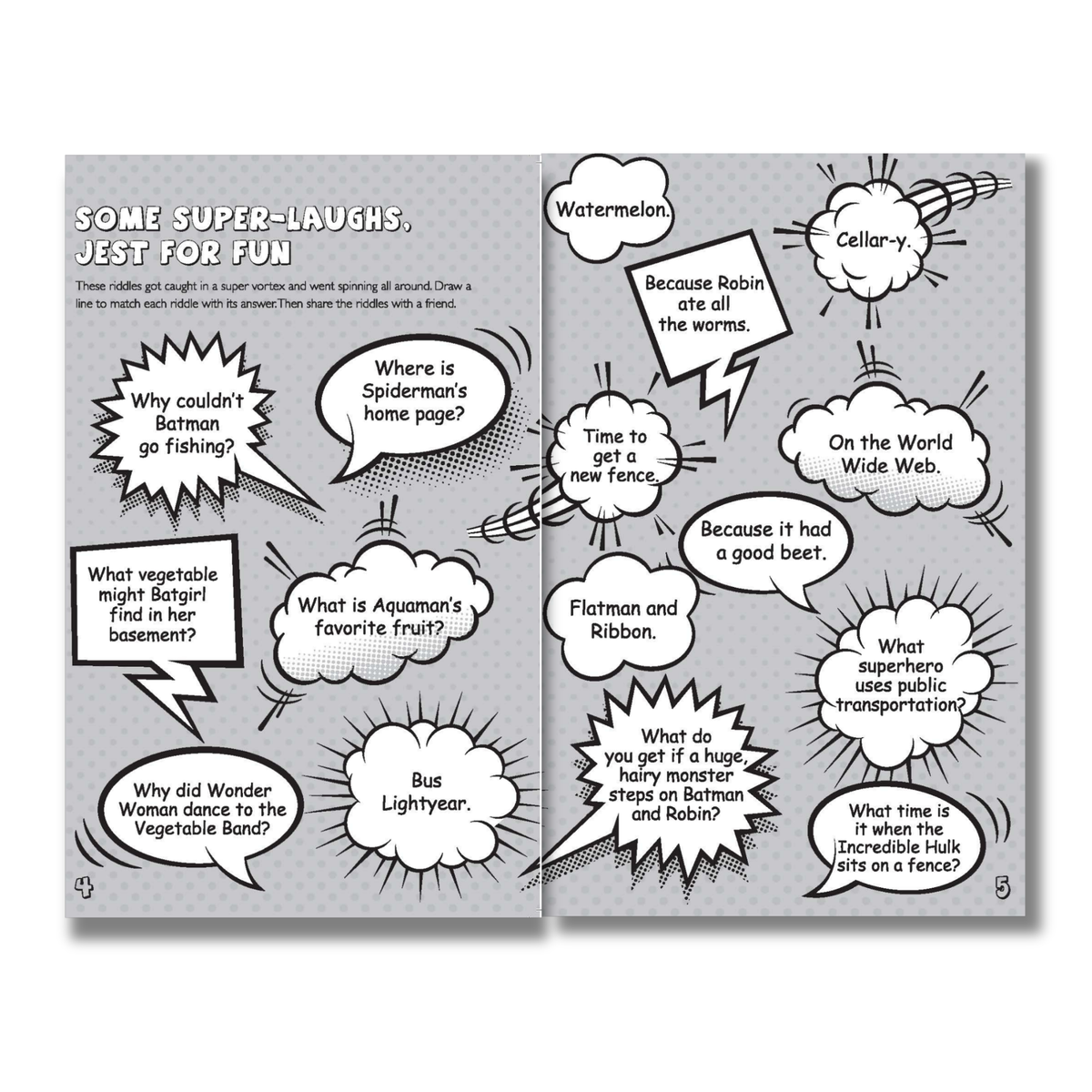 Comic-style page with humorous superhero-related questions and answers by CTA Christ to All and CTAKids.