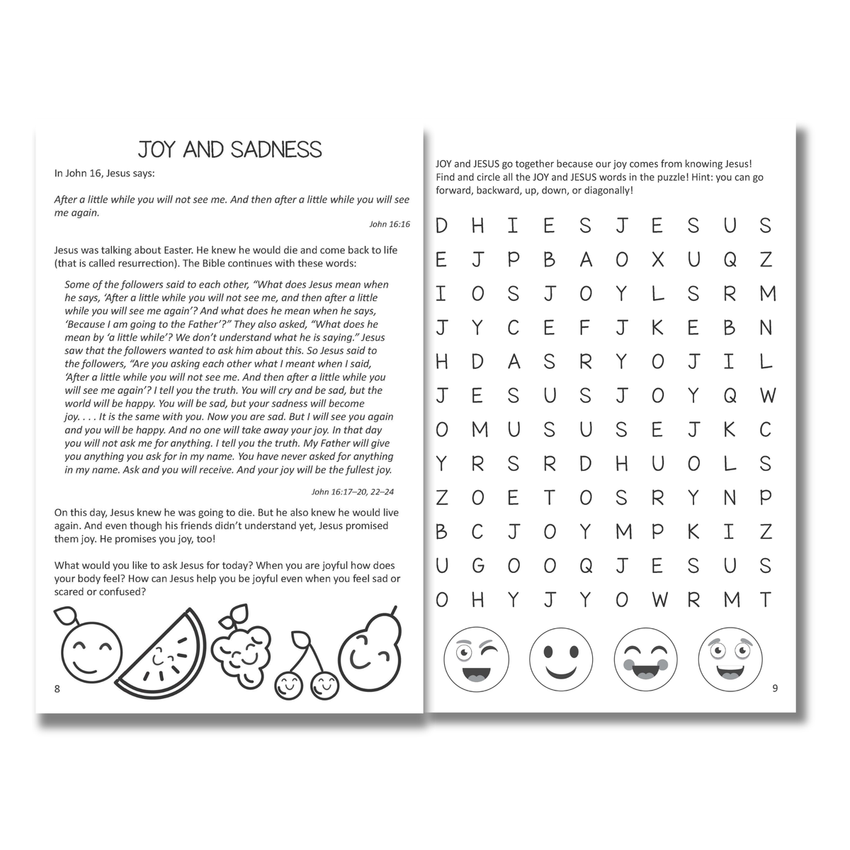 Educational page with text and a word search puzzle on a white background by CTA Christ to All & CTAKids.