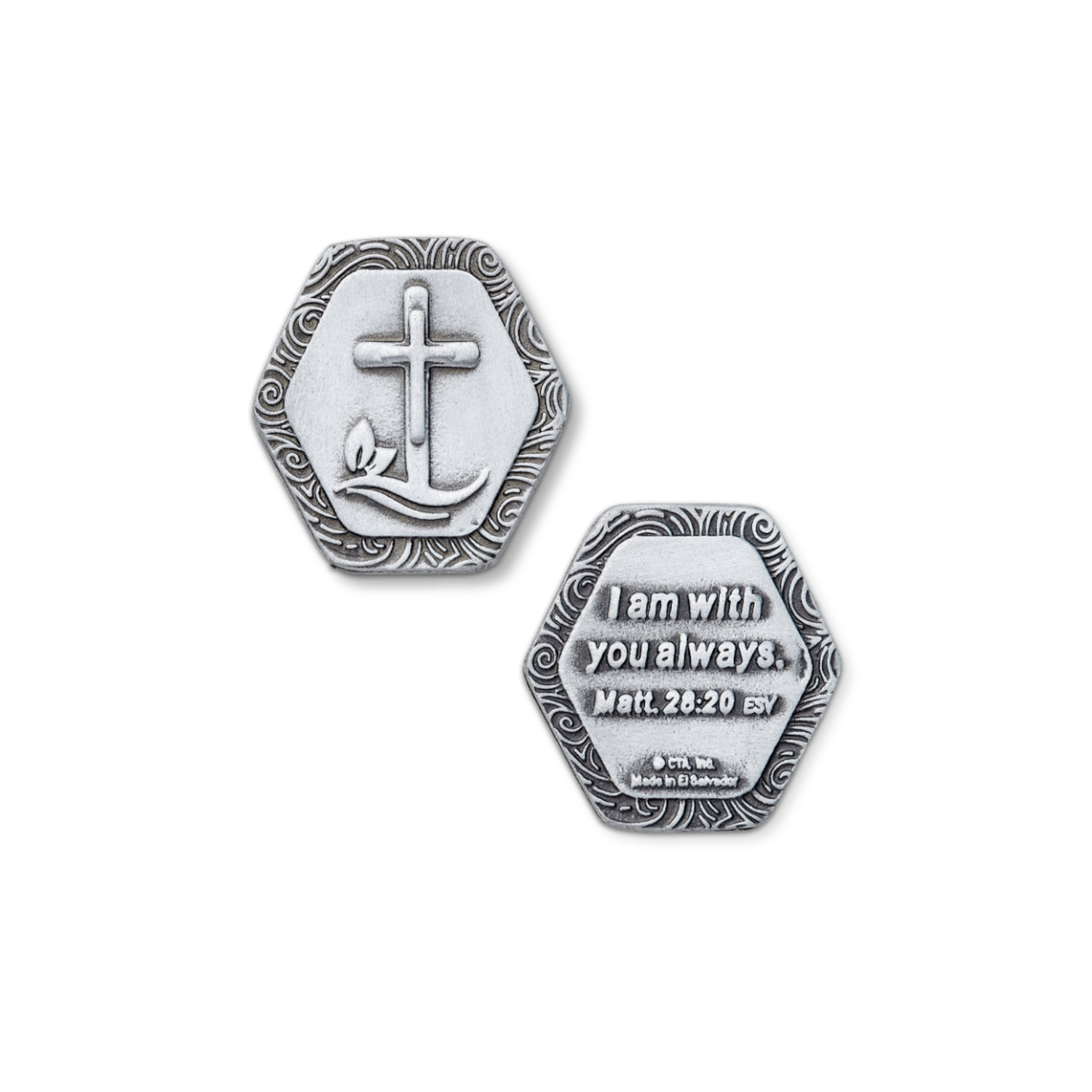 1" Pewter-Finish Faith Token - With You Always Matthew 28:20