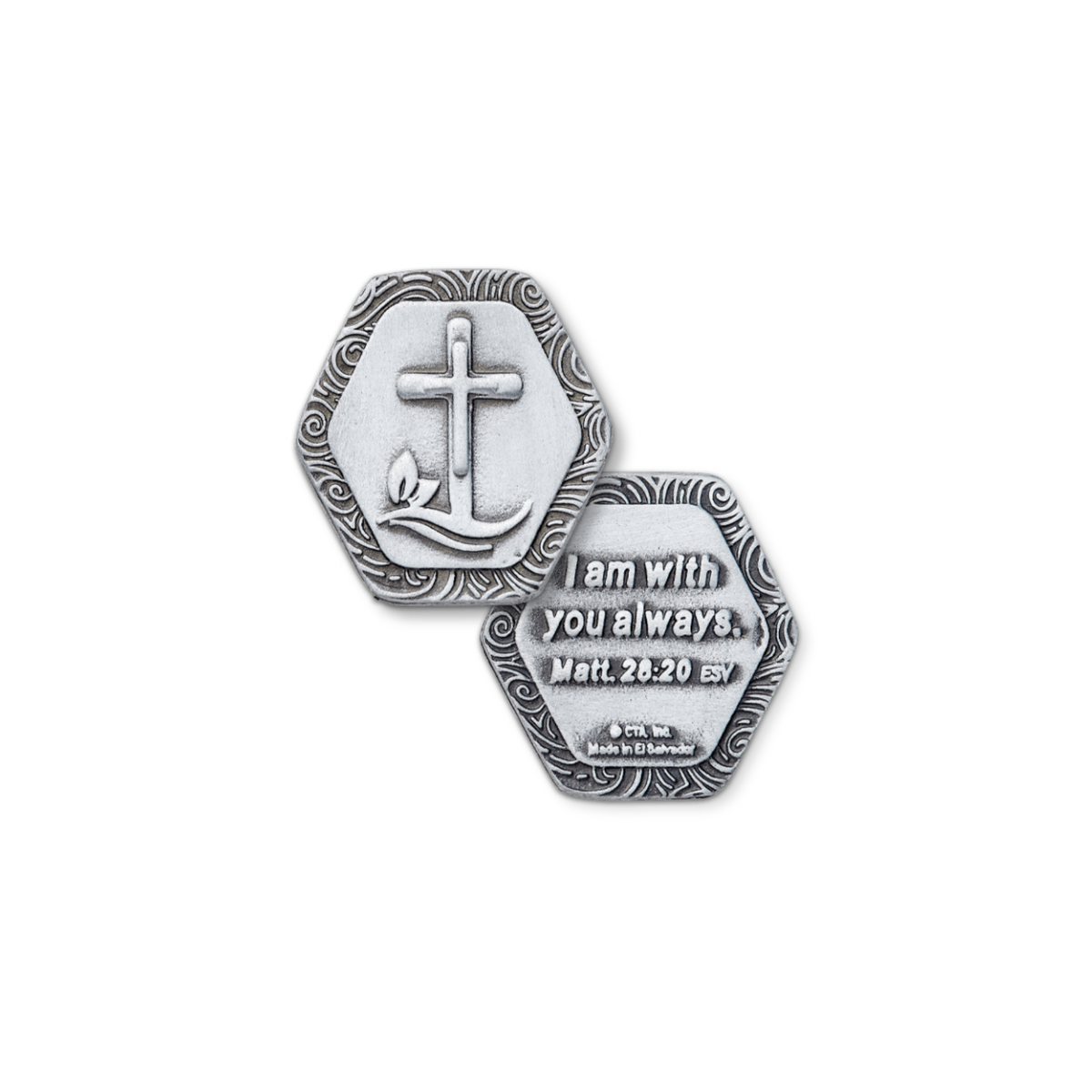 1" Pewter-Finish Faith Token - With You Always Matthew 28:20