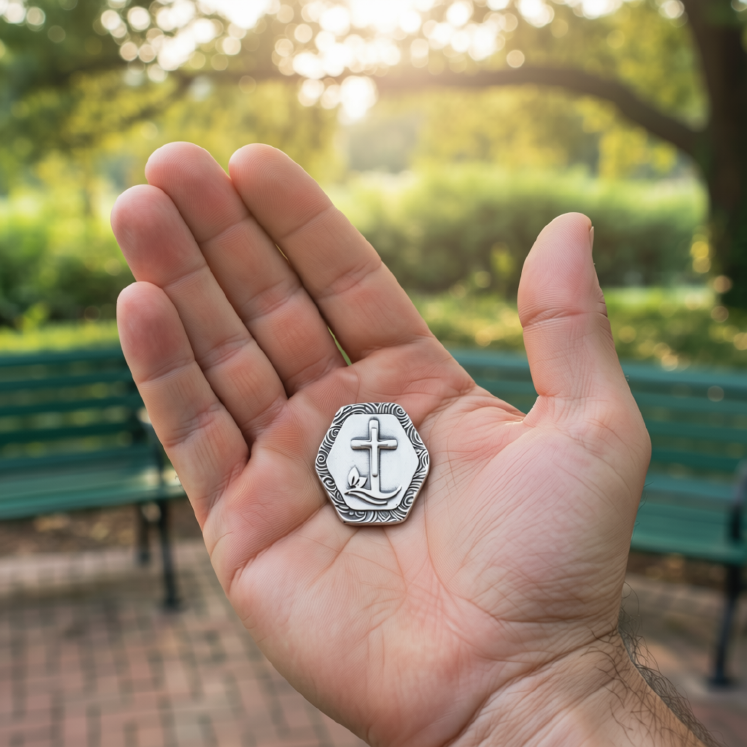 1" Pewter-Finish Faith Token - With You Always Matthew 28:20