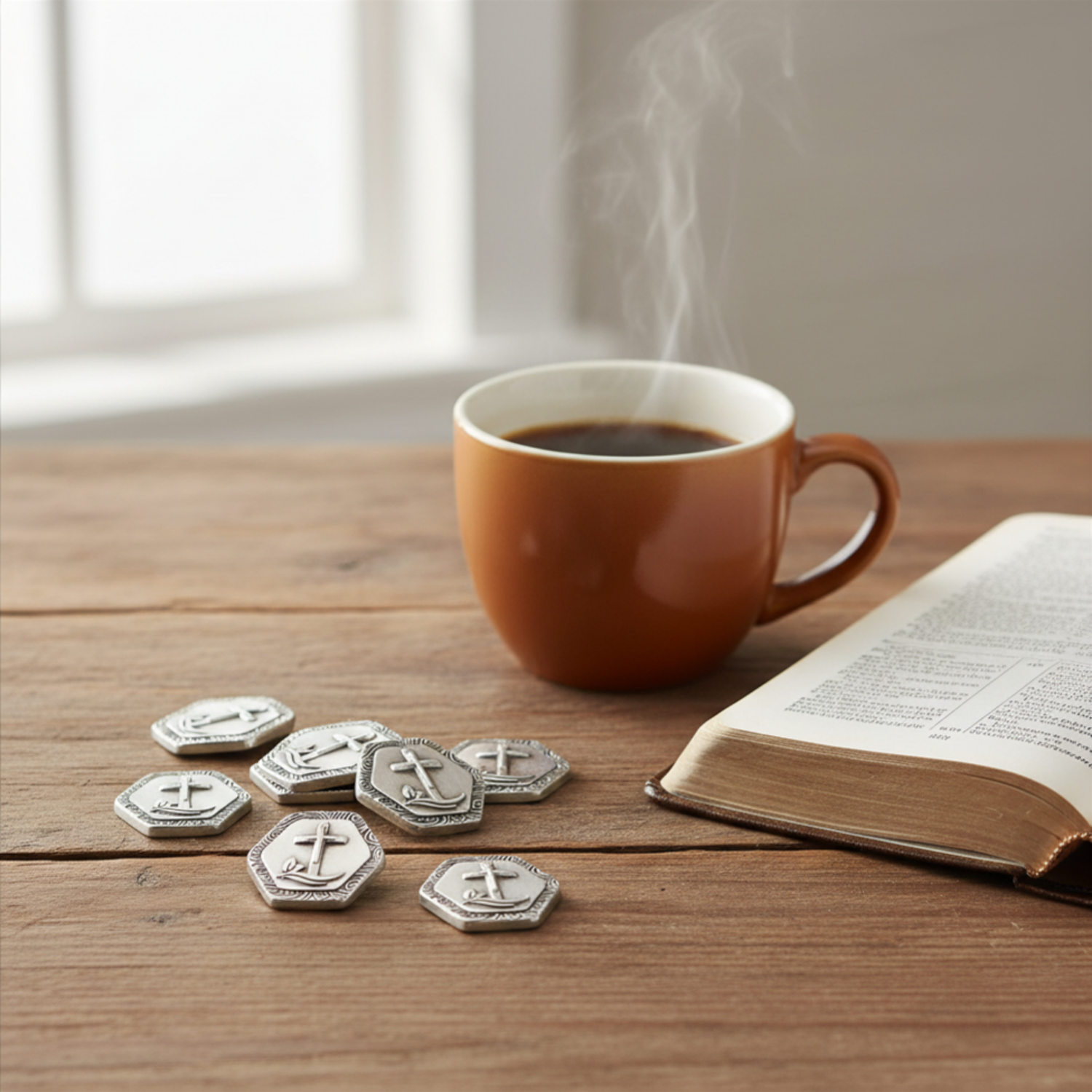 1" Pewter-Finish Faith Token - With You Always Matthew 28:20