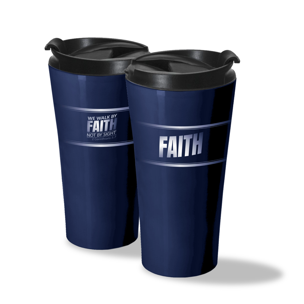16oz Double Wall Insulated Travel Mug with Flip Lid - KJV - Living by Faith