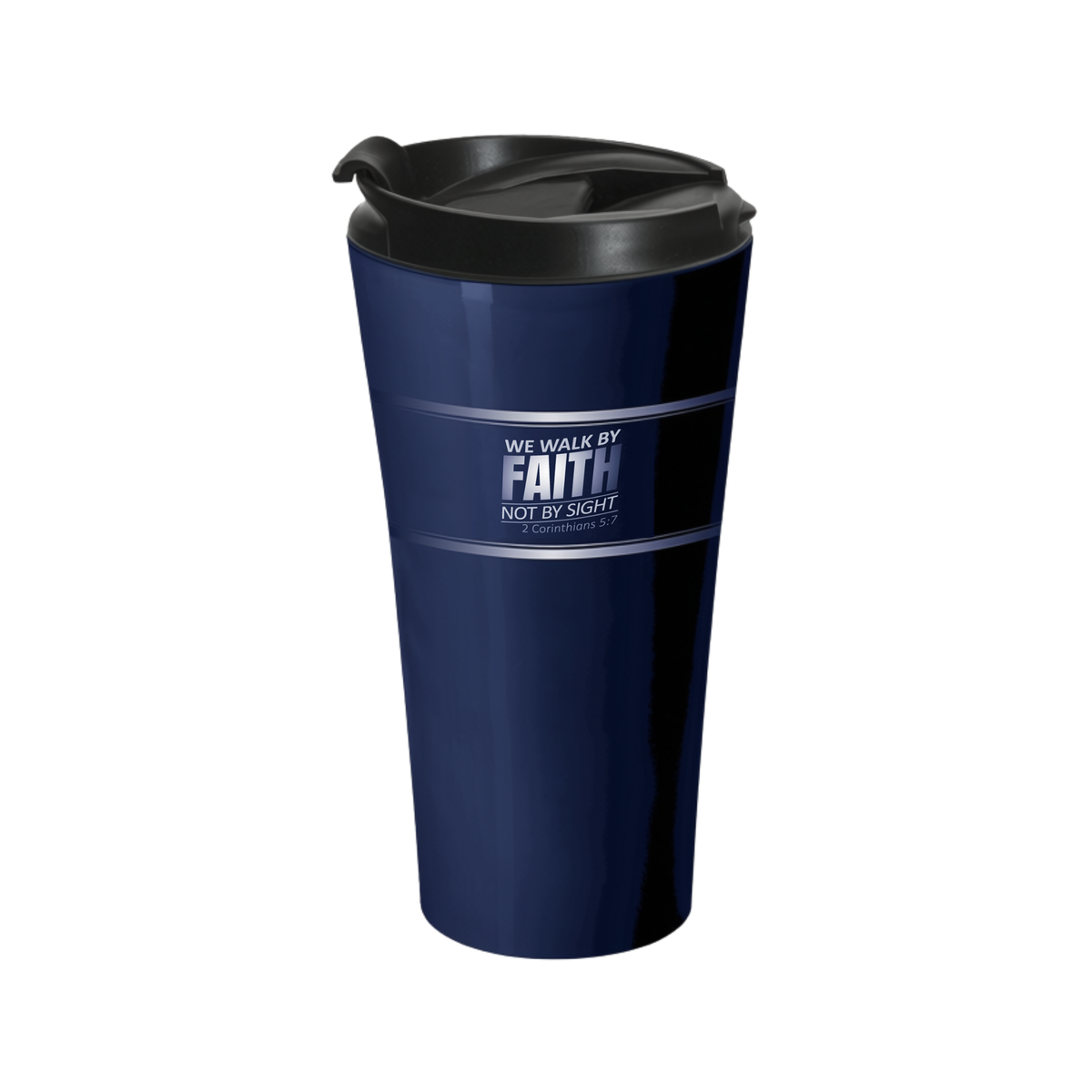 16oz Double Wall Insulated Travel Mug with Flip Lid - KJV - Living by Faith