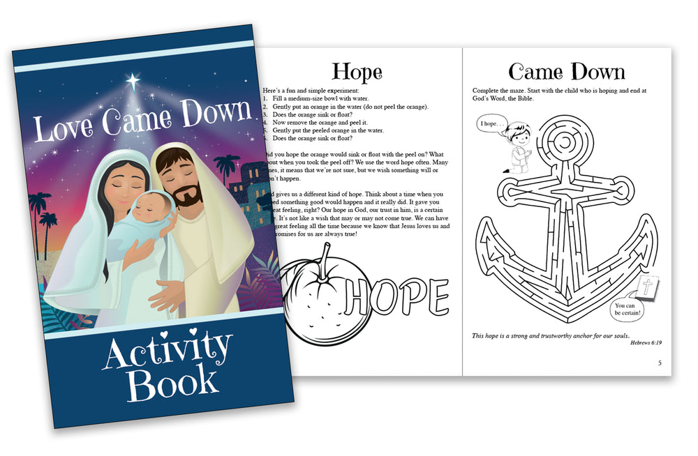 Cover & Inside pages shown from Love Came Down Activity Book