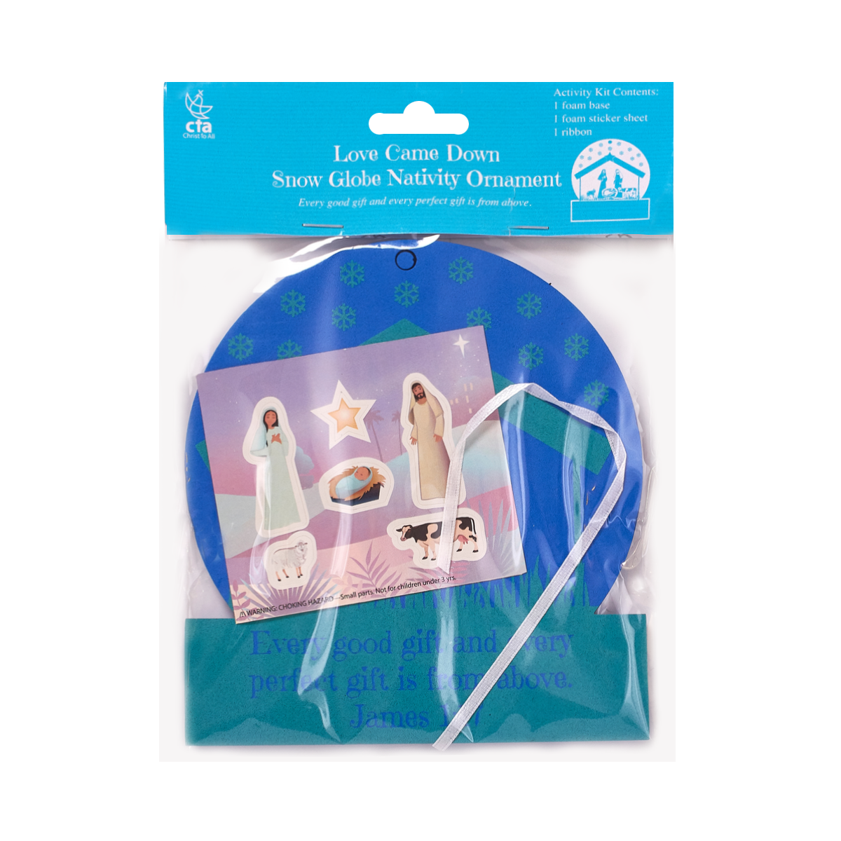 Foam Snow Globe Christmas Nativity Ornament Kit - KJV - Love Came Down
