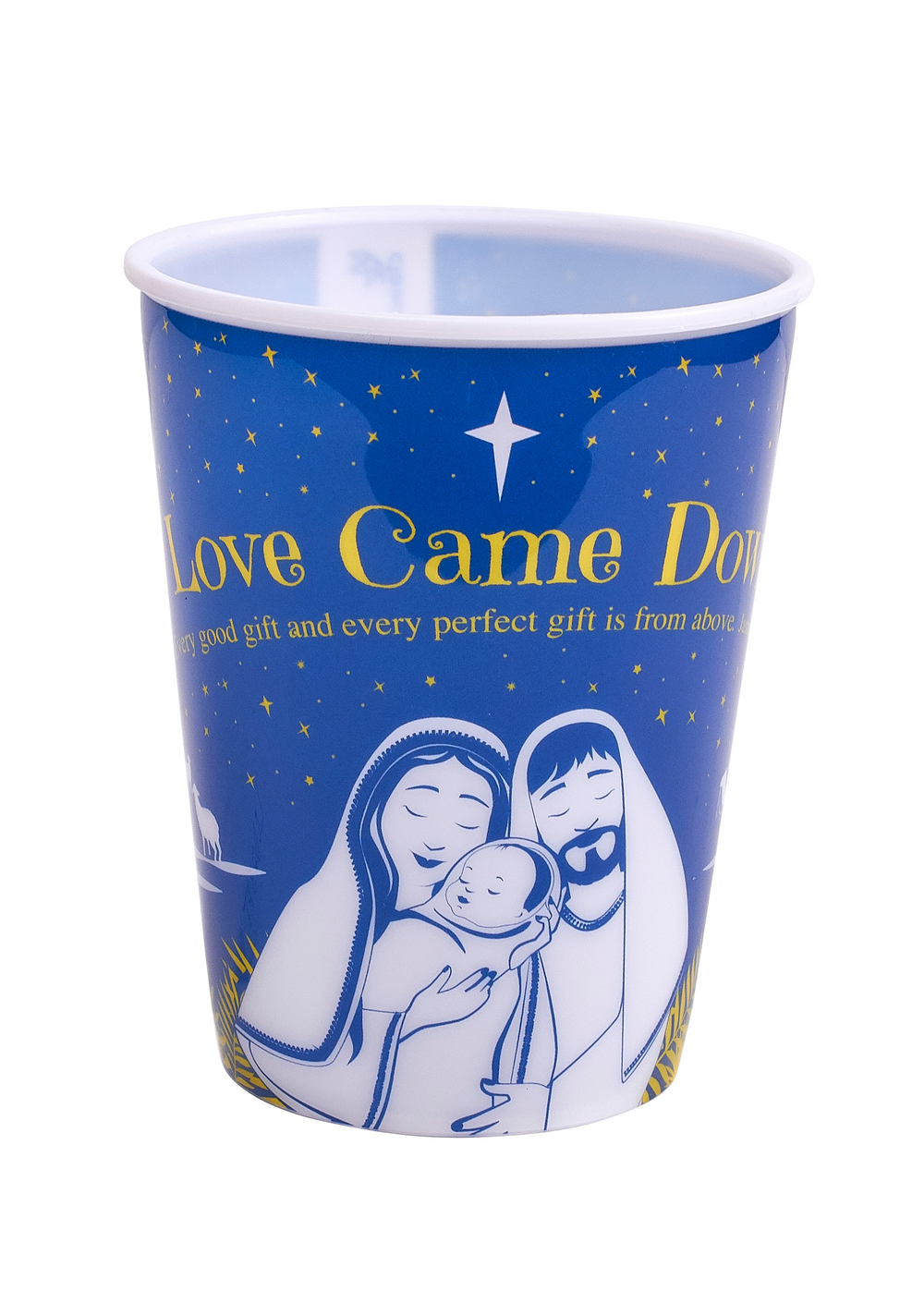 Plastic Kids' cup with Bible Verse for Christmas - Love Came Down