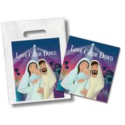 Children’s Christmas softcover book, 16 full-color pages, 6½" x 6", paired with a 9" x 12" goodie bag—perfect for gifts or party favors by CTA Christ to All and CTAKids.