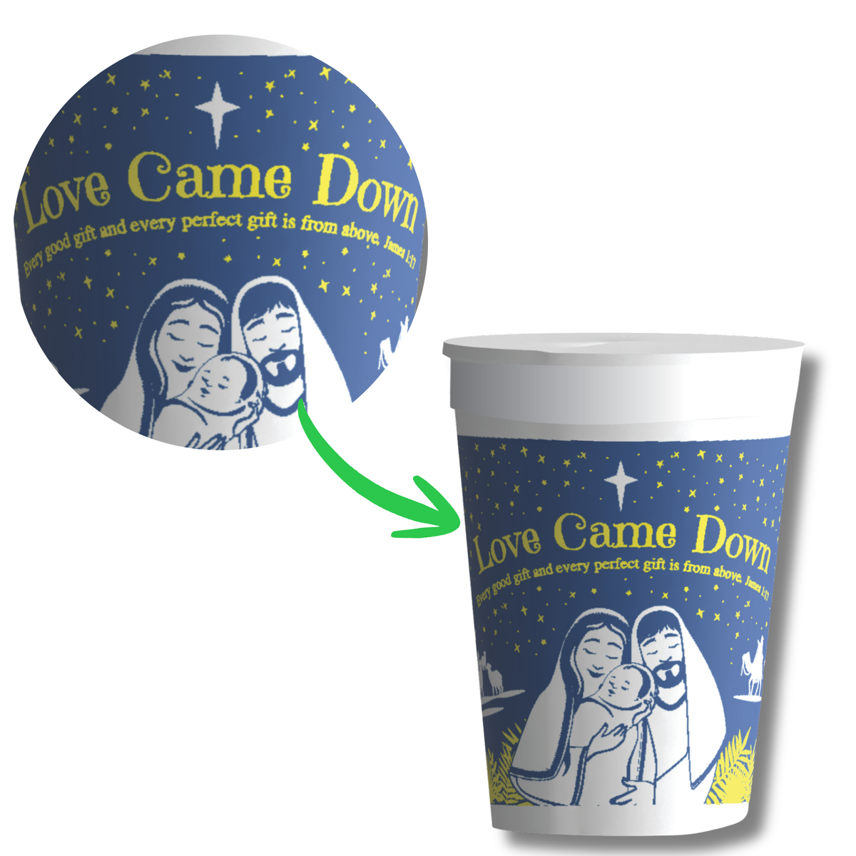 12oz Plastic Party Tumbler - KJV - Love Came Down