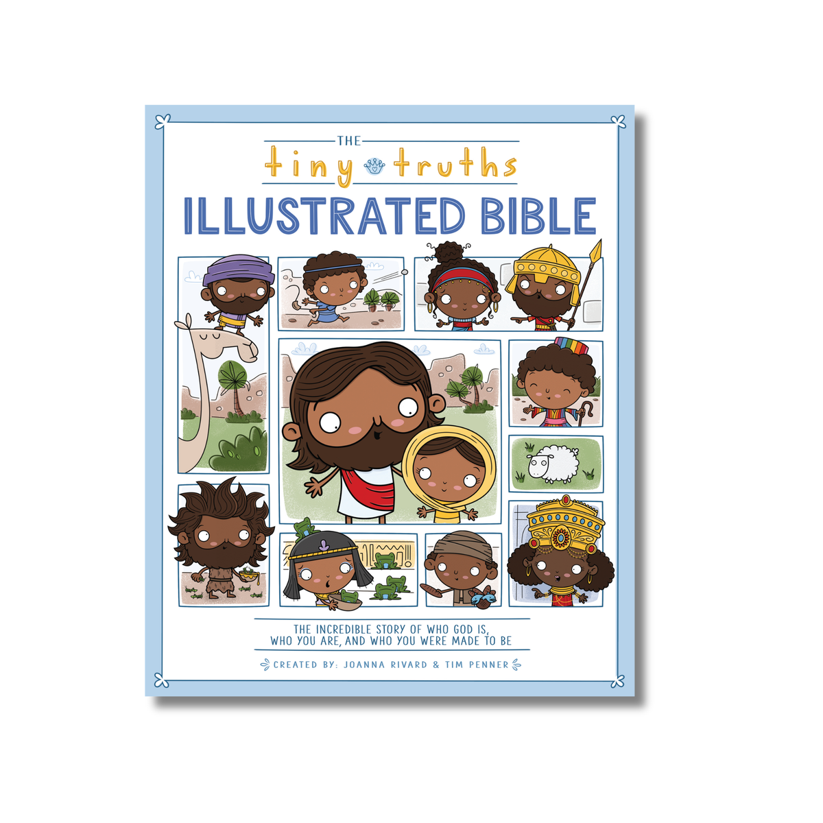 Illustrated Bible cover with cartoon characters on a white background by CTA Christ to All & CTAKids.