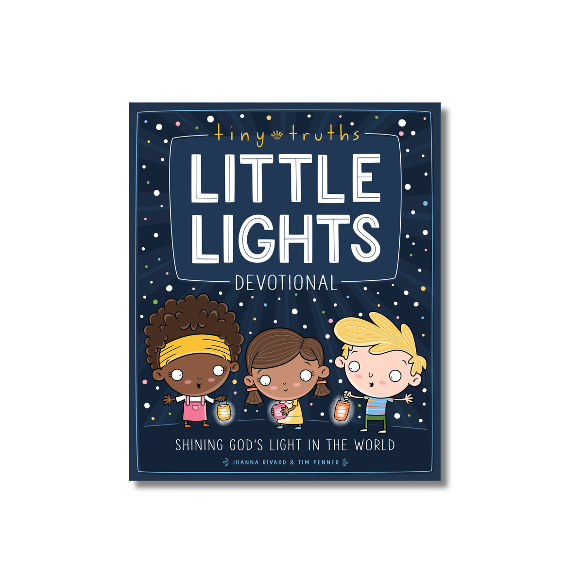 Book cover of 'Little Lights Devotional' with cartoon characters and starry night design by CTA Christ to All & CTAKids.